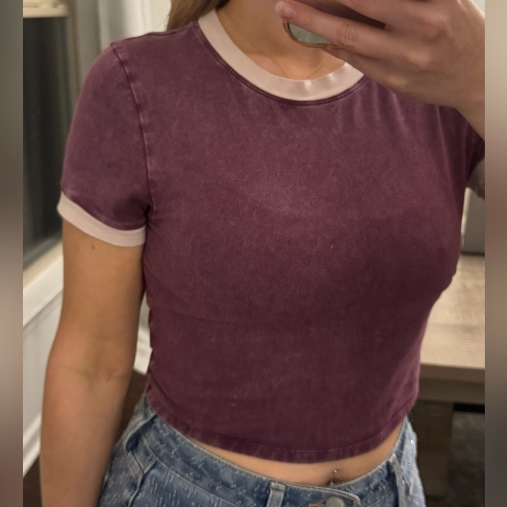 Heather Red Purple Maroon Women's Crop Top Baby T